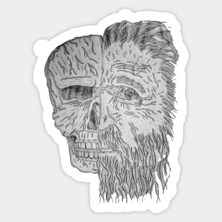 The old man and the skull Sticker